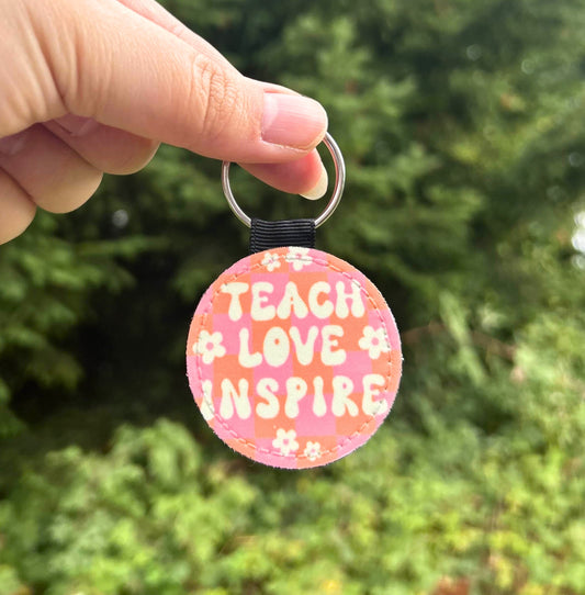 Teach Love Inspire Keychain: Retro Teacher Appreciation Gift